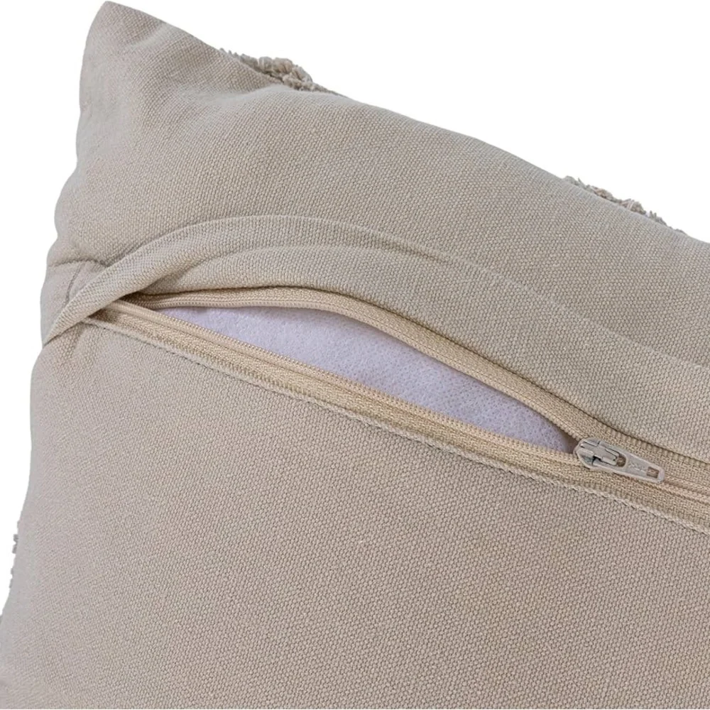 Creative Co-Op Cotton Lumbar Pillow With Appliqued Quilted Seashells, Sage